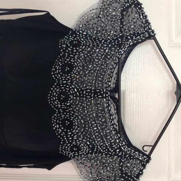 SOLD!!!! Navy Blue beaded neckline dress - Picture 3 of 5